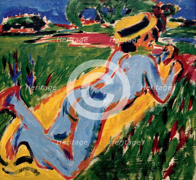 Recycling Blue Nude in a Straw Hat, 1909. Artist: Kirchner, Ernst Ludwig (1880-1938)