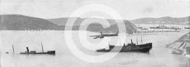 Sunken Japanese ships, Russo-Japanese War, 1904-5. Artist: Unknown