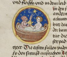 Miniature from "Iatromathematisches Hausbuch", Gebete und Betrachtungen, Between 1477 and 1496. Creator: Anonymous master.