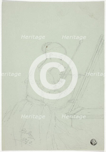 Young Woman Painting (possibly a Self Portrait), 1840. Creator: Elizabeth Murray.