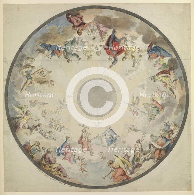Design for a Cupola with Old and New Testament Figures, 1720-1804. Creator: Pietro de Angelis.