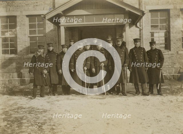 Group of Japanese officers in front of legation at Chemulpo, 1904. Creator: Robert Lee Dunn.