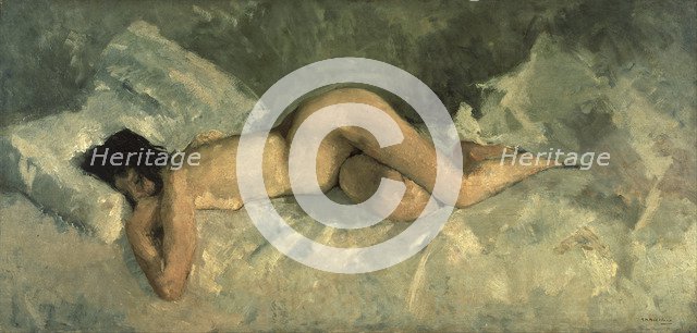 Reclining nude, ca 1887. Artist: Breitner, George Hendrik (1857-1923)