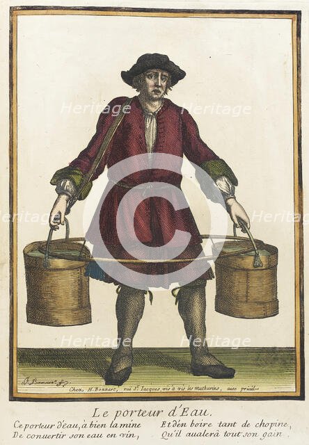 Recueil des modes de la cour de France, 'Le Porteur d'Eau', between 1675 and 1685. Creators: Jean-Baptiste Bonnart, Henri Bonnart.