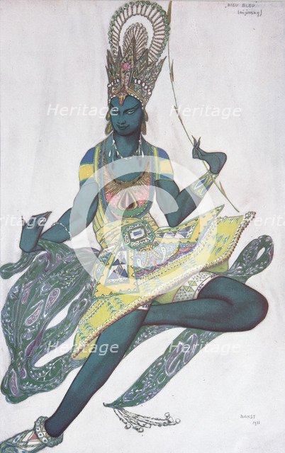 Vaslav Nijinsky. Costume design for the Ballet Blue God by R. Hahn, 1912. Artist: Bakst, Léon (1866-1924)