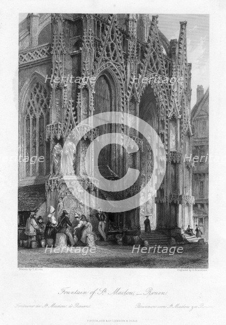 The fountain of St Maclou, Rouen, France, 19th century.Artist: S Bradshaw