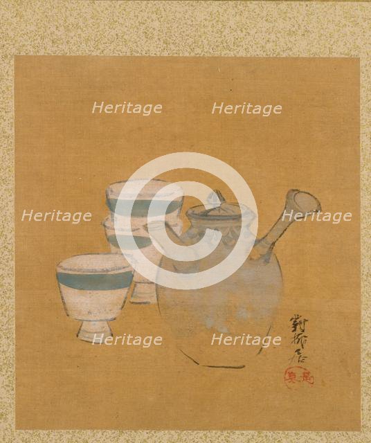 Leaf from Album of Seasonal Themes: Peasant with Basket, 1847. Creator: Shibata Zeshin (Japanese, 1807-1891).