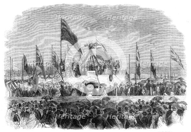 The Earl...placing the memorial stone of the Devonport, Stonehouse, and Cornwall Hospital, 1862. Creator: Unknown.