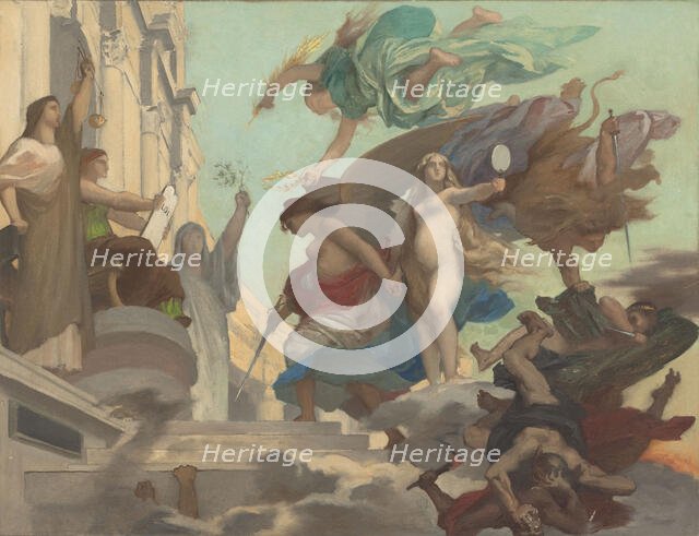 Sketch for the town hall of the 12th arrondissement, Paris : Liberty..., c.1879. Creators: Leon Pierre Urbain Bourgeois, Alfred Puaux-Bruneau.