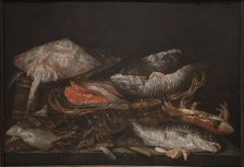 Still Life with Fish on a Stone Table, 1635-1690. Creator: Abraham van Beyeren.
