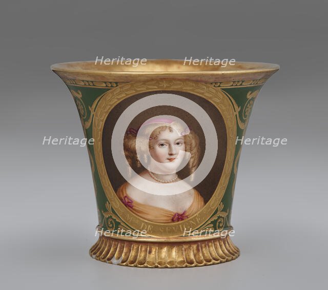 Cup (Tasse Jasmin À Pied Cannelé, 1St Size) With Portrait Of Marie De Rabutin-Chantal..., 1812. Creator: Unknown.