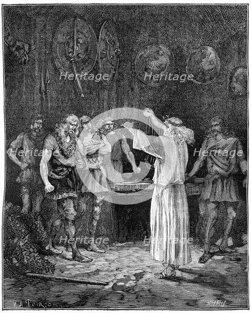 A bard reciting the noble traditions of the family, 1882-1884. Artist: Unknown