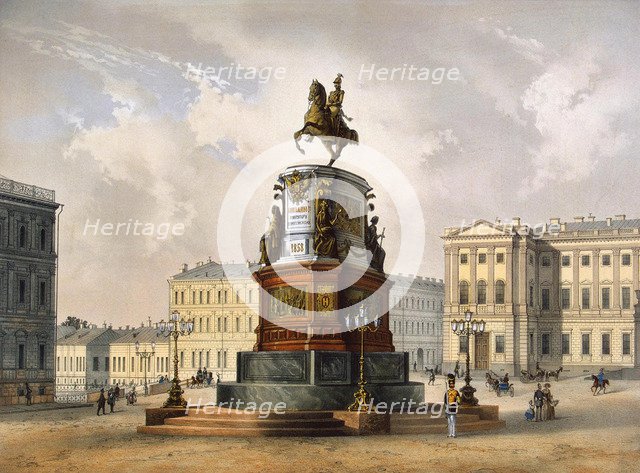 View of the Monument to Emperor Nicholas I on Saint Isaac's Square.