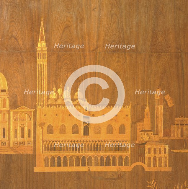 Detail of marquetry from Eltham Palace, London, 1999. Artist: J Bailey