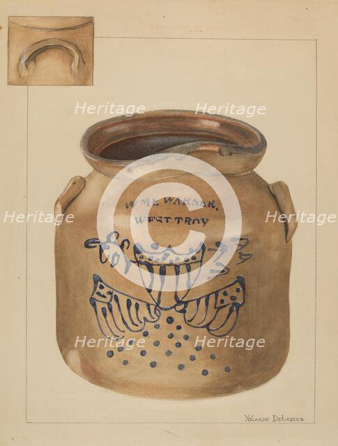 Jar, c. 1936. Creator: Yolande Delasser.