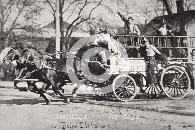 Horse-drawn fire engine, Boise, Idaho, USA, c1900. Artist: Unknown