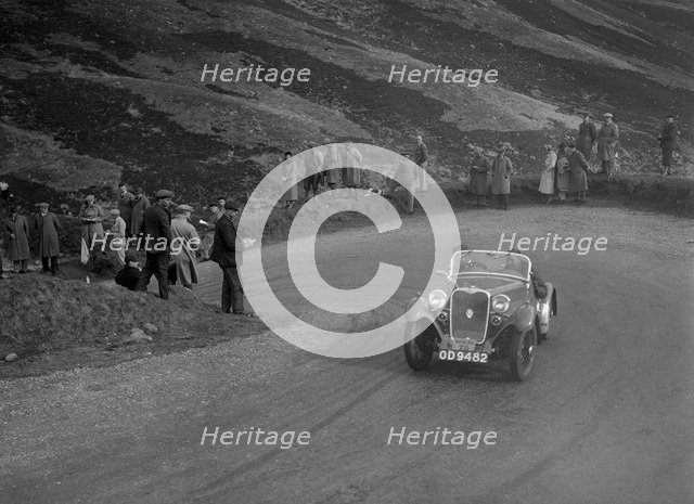 Singer Le Mans competing in the RSAC Scottish Rally, Devil's Elbow, Glenshee, 1934. Artist: Bill Brunell.