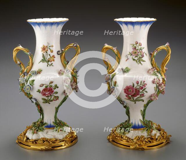 Vase Duplessis, vase about 1752, gilt bronze mount late 19th century. Creators: Jean-Claude Duplessis, Vincennes Porcelain Manufactory.