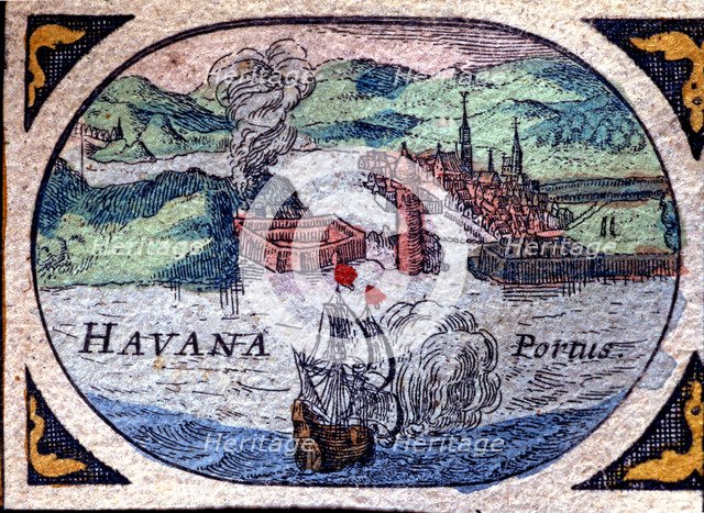 Map of the Port of La Havana (Cuba), 1646, Dutch engraving.