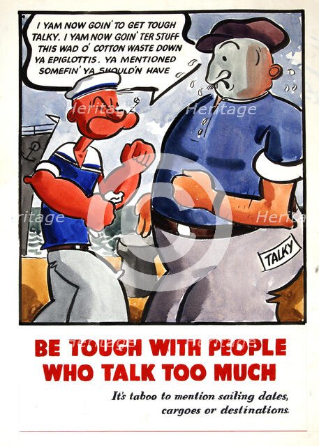 'Be tough with people who talk too much. It's taboo to..., WWII poster, between 1939 and 1946. Creators: Central Office of Information, Unknown.