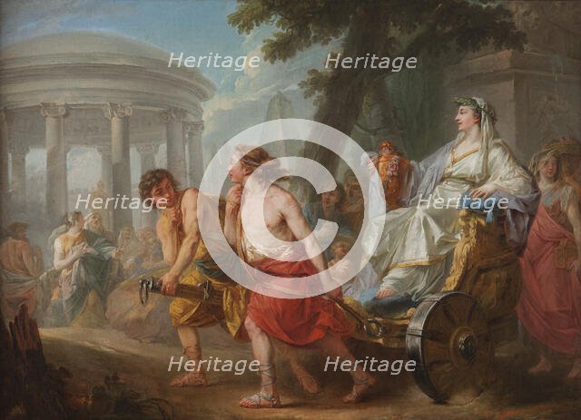Cleobis and Biton with Cydippe in the Front of Hera Temple, 1764. Creator: Jean Bardin.