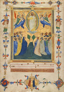 The Ascension of Christ; Leaf from the Laudario of Sant'Agnese, about 1340. Creator: Pacino di Bonaguida.