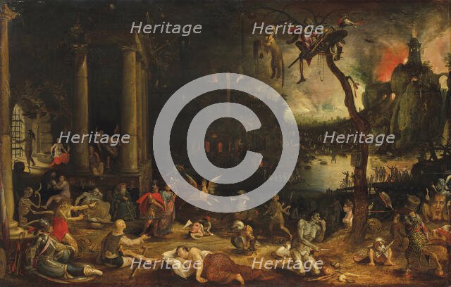 The Cumaean Sibyl leading Aeneas to the Underworld, c1600. Creator: Anonymous.