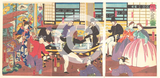 Foreigners Enjoying a Party, 1st month, 1861. Creator: Utagawa Yoshitora.