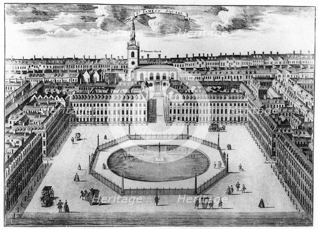 St James's Square, London, 18th century (1907). Artist: Unknown