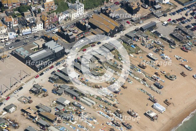 The Stade, beach-launched fishing boats, net shops and Hastings Contemporary..., East Susex, 2016. Creator: Damian Grady.