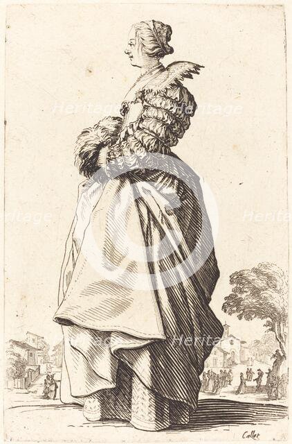 Noble Woman in Profile with her Hands in a Muff, c. 1620/1623. Creator: Jacques Callot.