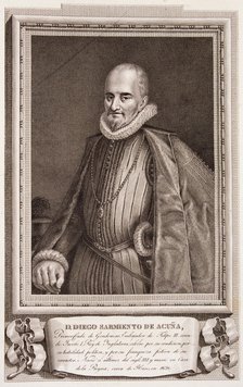 Diego Sarmiento de Acuña (m. 1626), Spanish politician and ambassador of Felipe III, engraving of…