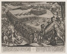 Plate 6: Romans Defeated Near the Rhine, from The War of the Romans Against the Batavians ..., 1611. Creator: Antonio Tempesta.