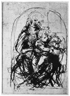 Studies for a 'Madonna Del Gatto', 15th century (1930).Artist: Leonardo da Vinci