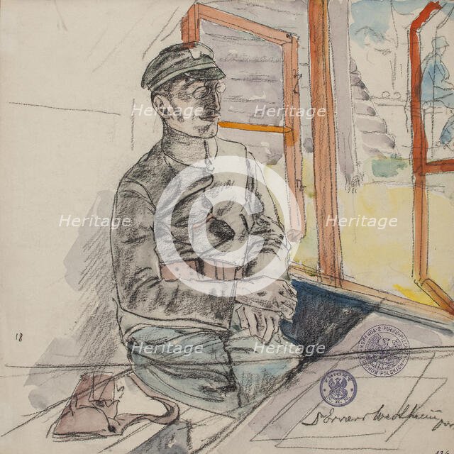 Portrait of Dr. Edward Wertheim, Lieutenant Physician of the Polish Legions, March-June 1916]. Creator: Leopold Gottlieb.