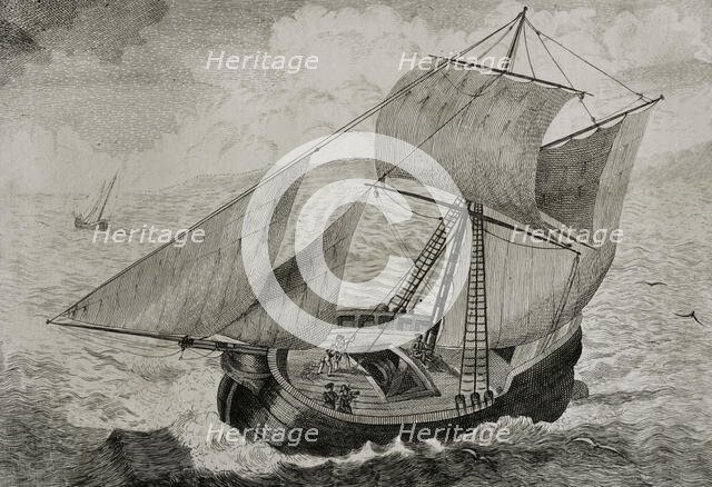 First Carlist War, (1833-1840): Don Carlos sailing to France, 1842.  Creator: Jose Gomez.