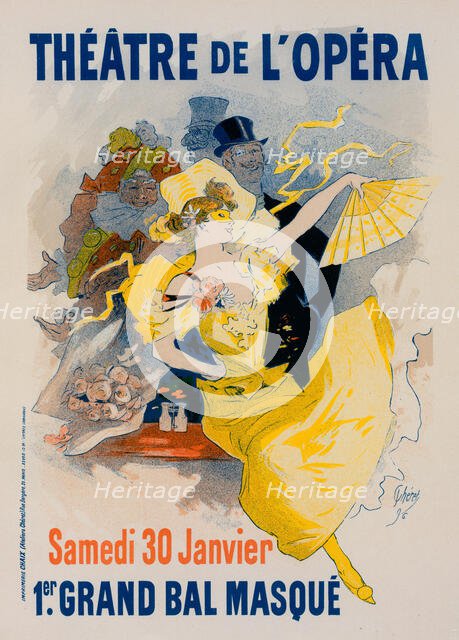 Affiche pour le "Théâtre de l'Opéra. Samedi 30 Janvier 1897. Premier Grand Bal Masqué"., c1897. Creator: Jules Cheret.