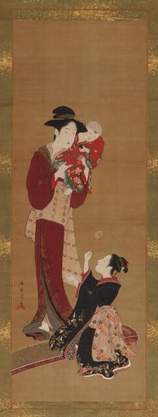 Woman, a baby and a young girl, 1726-1868. Creator: Shunsho.