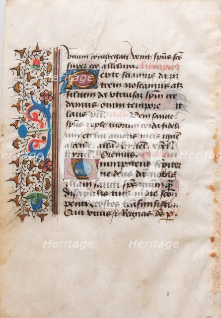Manuscript Leaf, from a Book of Hours, French, 15th century. Creator: Unknown.