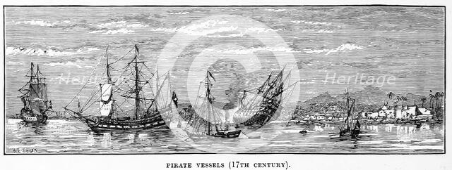 Pirate Vessels (17th century), 1882.  Creator: Henry Spernon Tozer.