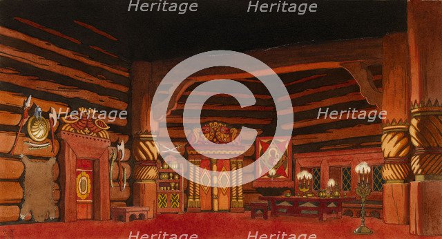 Stage design for the opera The Tsar's Bride by N. Rimsky-Korsakov, 1930. Artist: Bilibin, Ivan Yakovlevich (1876-1942)