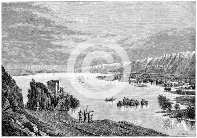 Tali lake, Japan, 1895.Artist: Armand Kohl