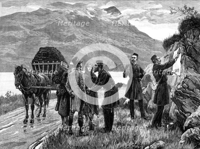 The State of Ireland: posting the government proclamation in Connemara, 1881. Creator: R&E Taylor.