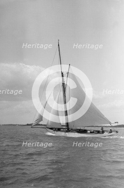 Unknown cutter under sail, 1911. Creator: Kirk & Sons of Cowes.