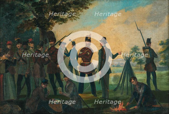 Resting on the march, 1846. Creator: Frantisek Klimkovic.