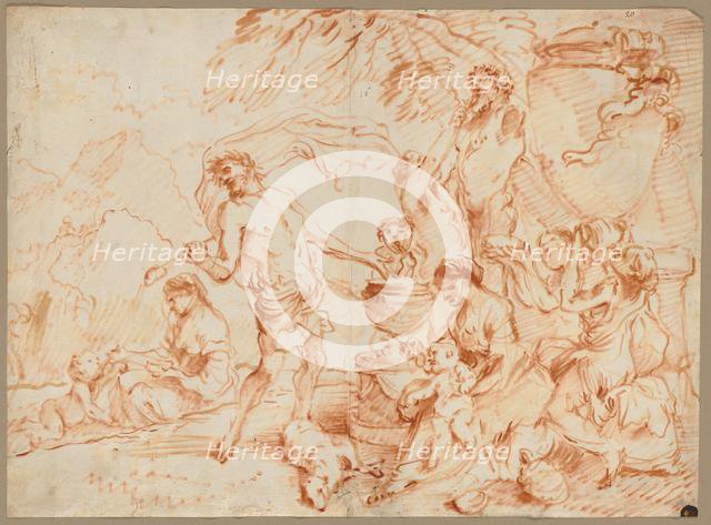 Bacchanal Before a Herm, early 1660s. Creator: Giovanni Benedetto Castiglione (Italian, 1609-1664).