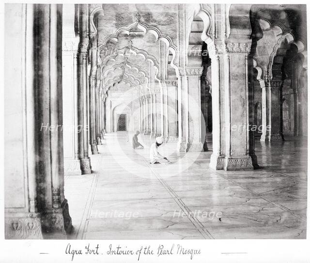 Agra Fort, Interior of the Pearl Mosque, Late 1860s. Creator: Samuel Bourne.