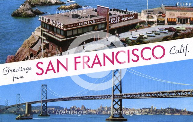 'Greetings from San Francisco, California', postcard, 1957. Artist: Unknown