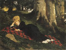 Woman Reading in a Forest, 1875. Creator: Benczúr, Gyula (1844-1920).