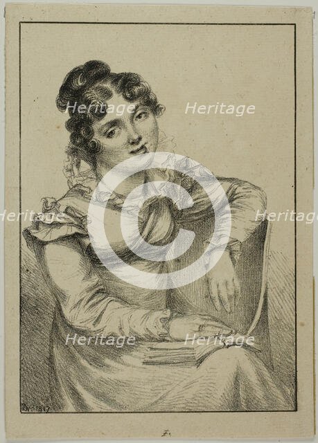 Seated Young Woman Holding an Open Book, 1817. Creator: Vivant Denon.